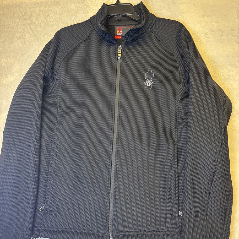 Spider men's jacket Core Sweater Size medium black Fleece Lined,Pockets